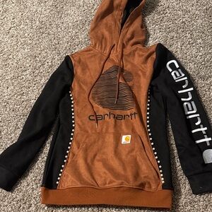 Carhartt Tan and Black Logo Hoodie
